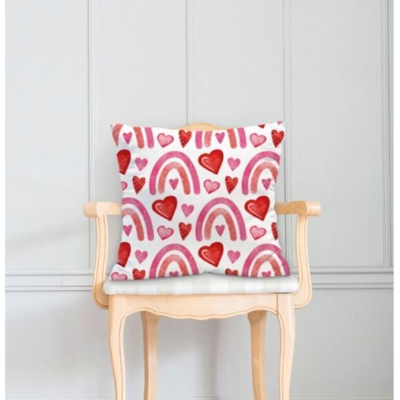 Heart and Rainbow Print Pillow Cover - Picture 2 of 5